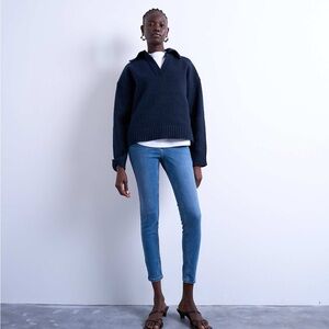 Topshop Jamie high rise skinny jeans in mid blue (petite)